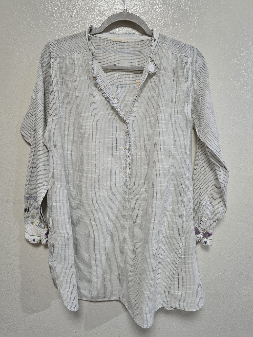 Injiri Button Front Tunic Blouse w/ Pockets Size 36